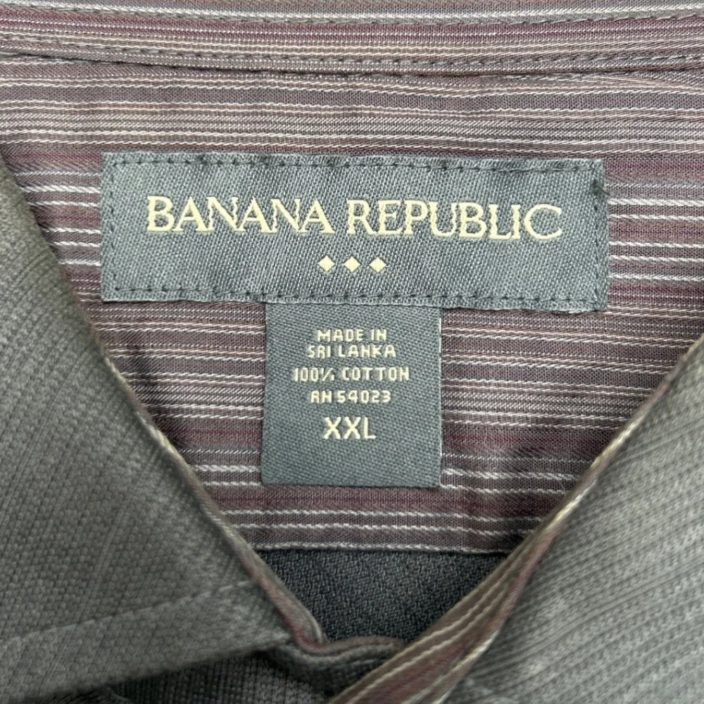 Banana Republic Men Brown Short Sleeve Button Up Shirt Size XXL Retro Resortwear